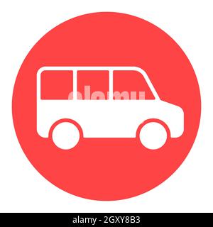 Flughafentransfer im Kleinbus, Shuttle-Bus mit weißem Glyphen-Symbol. Graph-Symbol für Reise- und Tourismus-Website und Apps Design, Logo, App, UI Stockfoto