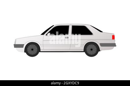 Weiße Limousine Golf Auto auf weißem Hintergrund - Vektor-Illustration Stockfoto