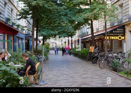 Paris, Rue du Tresor Stockfoto