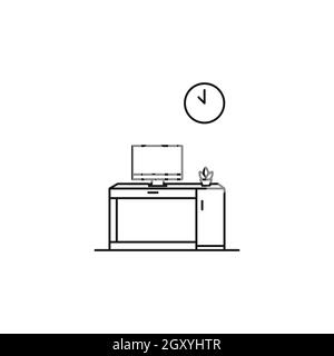 Arbeiten von zu Hause Logo, Tisch Schreibtisch Symbol. Arbeitsplatz, zu Hause oder im Büro Schreibtisch Logo Design-Vektor Stock Vektor