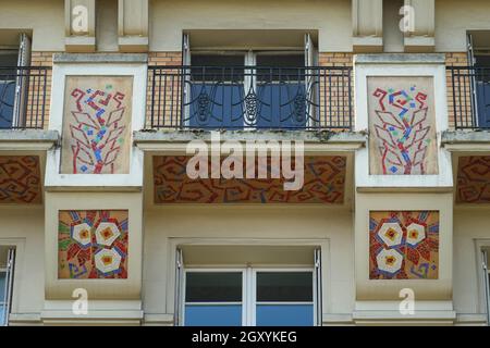 Paris, Art Deco Architektur, Rue Froidevaux 21-23, Atelierhaus von Georges Grimbert, 1929 // Paris, Art Deco Architecture, Rue Froidevaux 21-23, Ateli Stockfoto