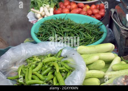 Eine Nahaufnahme von Gemüse auf einem Markt Ort Stockfoto