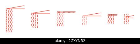 Essstäbchen mit asiatischen Nudeln Ikonen Set Stock Vektor