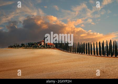 Wunderschöne Landschaft der Toskana in Italien, Val d’Orcia Stockfoto