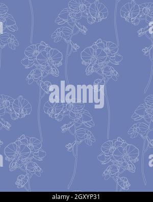 Florale nahtlose Hintergrund Muster mit Orchideen Blumen und Blätter. Botanische Illustration von Hand gezeichnet. Textildruck, Stoffmuster, Geschenkpapier. Stock Vektor