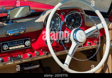 1956 Mercedes Benz 190 SL Lenkrad und Armaturenbrett Stockfoto