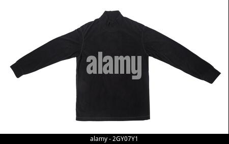 Blank schwarz Langarm T-Shirt Schildkrötenhalsausschnitt Mock up Vorlage isoliert auf weißem Hintergrund mit Clipping-Pfad. Stockfoto