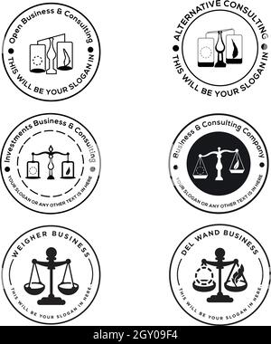 Satz von Consulting Business Scale Balance Logo-Design Stock Vektor
