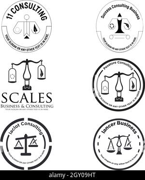 Satz von Consulting Business Scale Logo Design Stock Vektor