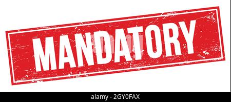 OBLIGATORISCHER Text auf rotem grungy Rechteck Stempelzeichen. Stockfoto