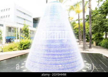 Wasser auf Fliesen Mosaik Brunnen in Lissabon Expo Detail Stockfoto