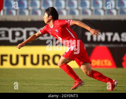 ESTORIL, PORTUGAL - 03. OKTOBER: Kanya Fujimoto vom FC Gil Vicente in Aktion, während des Liga Portugal Bwin-Spiels zwischen GD Estoril Praia und dem FC Gil Vicente im Estadio Antonio Coimbra da Mota am 3. Oktober 2021 in Estoril, Portugal. (Foto nach MB-Medien) Stockfoto