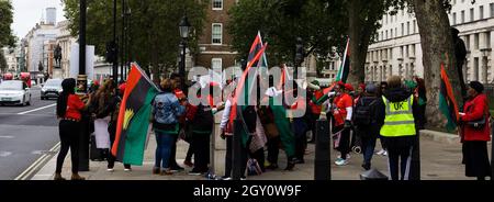 London, Großbritannien. September 2021. Die indigene Bevölkerung von Biafra protestiert in Whitehall für die Freilassung eines Briten Stockfoto