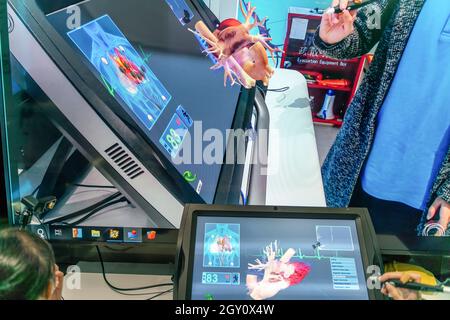 CHONGQING, CHINA - 03. Oktober 2020: Eine holografische Projektion der Struktur des menschlichen Herzens, angewendet auf eine medizinische Untersuchung in China Stockfoto