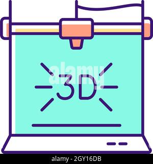 RGB-Farbsymbol des 3d-Druckers Stock Vektor