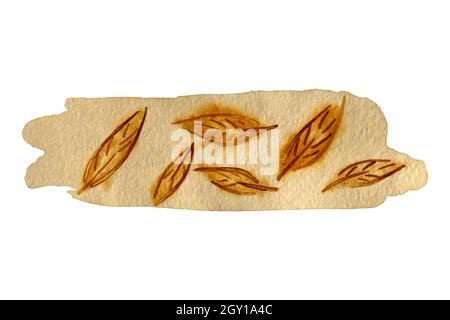 Herbstbanner Streifen Aquarell Blatt Textur Papier. Vektorgrafik Stock Vektor