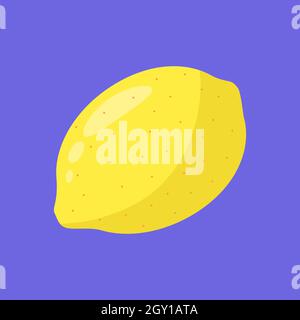 Scheibe reife Zitrone isoliert auf blauem Hintergrund Stock Vektor