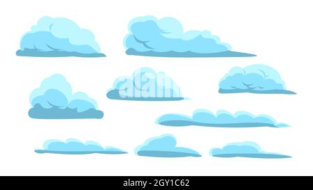 Wolken setzen sich zusammen. Himmel Hintergrund. Illustration im Cartoon-Stil flache Design. Isoliert auf Weiß. Himmlische Atmosphäre. Vektor Stock Vektor