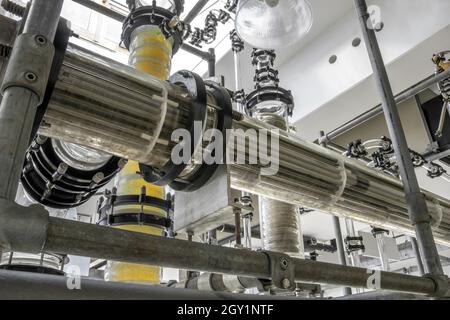 Teil der Destillationsanlage - chemische Technik Stockfoto