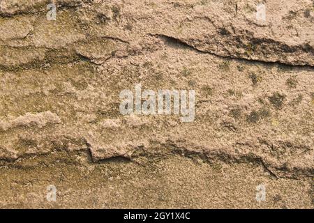 Nahaufnahme einer Sandsteinoberfläche Stockfoto