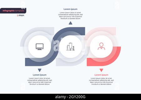 Design-Vorlage für Business-Infografik in drei Schritten. Vektorgrafik Stock Vektor