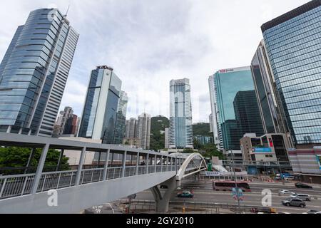 Hongkong - 15. Juli 2017: Straßenansicht des zentralen Bezirks von Hongkong Stockfoto