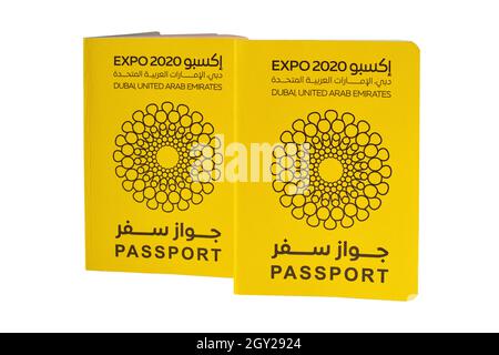 Dubai Expo 2020 Reisepässe für Besucher, Dubai, VAE Stockfoto