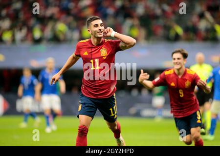 Mailand, Italien. 6. Oktober 2021. Während der UEFA Nations League, Halbfinale-Fußballspiel zwischen Italien und Spanien am 6. Oktober 2021 im Giuseppe Meazza Stadion in Mailand, Italien - Foto Nderim Kaceli / DPPI Credit: DPPI Media/Alamy Live News Stockfoto