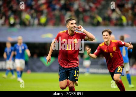 Mailand, Italien. 6. Oktober 2021. Während der UEFA Nations League, Halbfinale-Fußballspiel zwischen Italien und Spanien am 6. Oktober 2021 im Giuseppe Meazza Stadion in Mailand, Italien - Foto Nderim Kaceli / DPPI Credit: DPPI Media/Alamy Live News Stockfoto