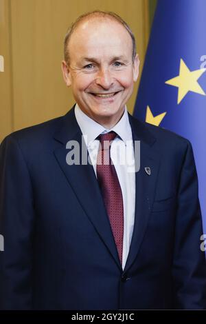 Brdo Pri Kranju, Slowenien. Oktober 2021. Der irische Premierminister Micheal Martin trifft auf den EU-Westbalkan-Gipfel in Brdo pri Kranju ein. Kredit: SOPA Images Limited/Alamy Live Nachrichten Stockfoto