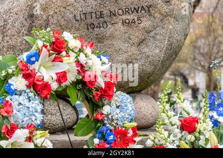 Monument im Little Norway Park, Toronto, Kanada Stockfoto