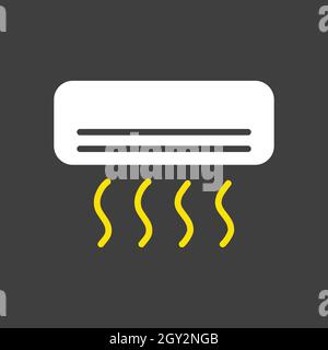 Split-System-Klimaanlage, flaches Vektor-Glyphen-Symbol auf dunklem Hintergrund. Graph Symbol für Haushalt elektrische Website und Apps Design, Logo, App, UI Stock Vektor