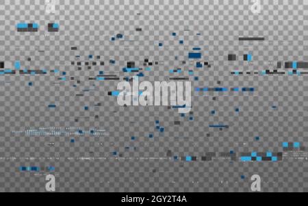 Overlay-Effekt für Fehler. Farbpixelkomposition. Abstrahieren verzerrter Formen. Digitale Verzerrung auf transparentem Hintergrund. Video kein Signal. Vektor Stock Vektor