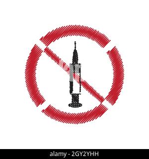 Symbol Illustration keine Drogen, der Vektor kann für das Web, Nachrichten, Poster und etc. Verwendet werden Stock Vektor
