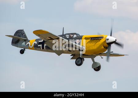 Messerschmitt Bf109 Hispano HA1112 der deutschen Luftwaffe auf der Duxford Airshow Stockfoto