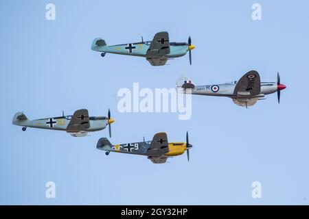 Messerschmitt Bf109 Hispano HA1112 der deutschen Luftwaffe auf der Duxford Airshow Stockfoto