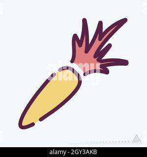 Icon Carrot - Line Cut Style - einfache Illustration, editierbare Kontur, Design Template Vektor, gut für Drucke, Poster, Werbung, Ankündigungen, Stock Vektor