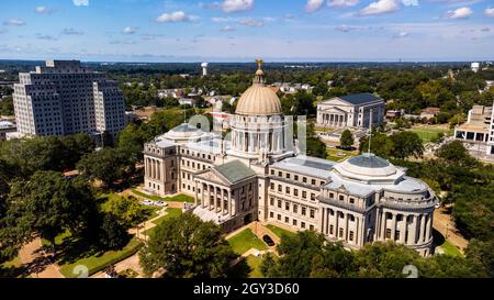 Jackson, MS - 6. Oktober 2021: Mississippi State Capitol Building in Downtown Jackson, Mississippi. Stockfoto