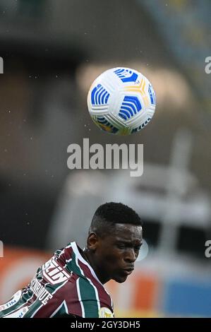 Rio De Janeiro, Brasilien. Oktober 2021. Luiz Henrique von Fluminense kontrolliert den Ball während des Fußballspiels Campeonato Brasileiro (Brasilianische Nationalliga) zwischen Fluminense und Fortaleza im Maracana-Stadion in Rio de Janeiro, Brasilien, am 6. Oktober 2021. Kredit: SPP Sport Pressefoto. /Alamy Live News Stockfoto