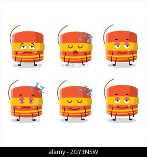 Cartoon-Charakter der zylindrischen Feuerwerkskörper mit verschlungen Ausdruck. Vektorgrafik Stock Vektor