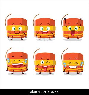 Cartoon-Charakter der zylindrischen Feuerwerkskörper mit Lächeln Ausdruck. Vektorgrafik Stock Vektor