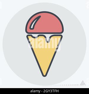 Icon Ice Cream - Color Mate Style - einfache Illustration, editierbare Kontur, Design Template Vektor, gut für Drucke, Poster, Werbung, Ankündigungen Stock Vektor