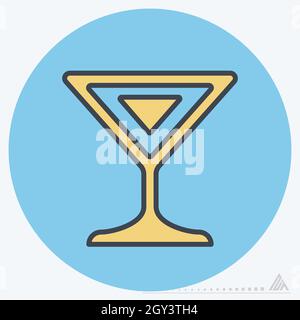Icon Cocktail - Color Mate Style - einfache Illustration, editierbarer Strich, Design Template Vektor, gut für Drucke, Poster, Werbung, Ansager Stock Vektor