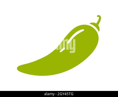 Grüner Chilischote. Symbol für Chili-Stufe. Gewürznote - mild. Vektordarstellung auf weißem Hintergrund isoliert Stock Vektor