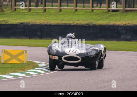 Jaguar D-Typ bei Goodwood Stockfoto