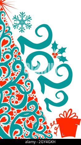 Abstrakt schöner Weihnachtsbaum. Flache Fichte. Grußkarte. Vektorgrafik Stock Vektor