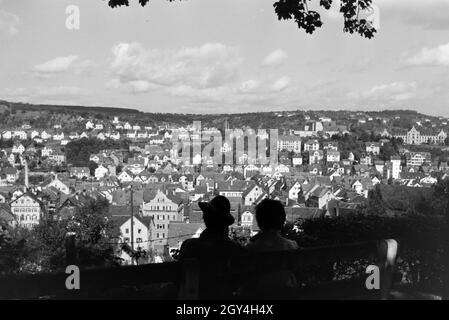 Der weite Blick vom Schloss Hohentübingen über sterben Altstadt, Tübingen, Deutschland 1930er Jahre. Der Panoramablick vom Schloss Hohentübingen über der Altstadt, Tübingen 1930. Stockfoto