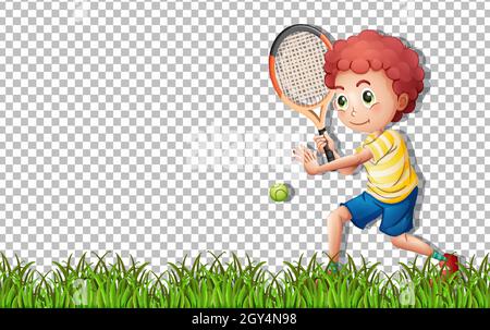 Tennisspieler Zeichentrickfigur auf transparentem Hintergrund Illustration Stock Vektor