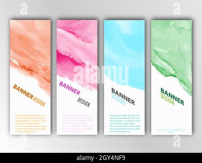 Satz von Vektorabdeckungen im Aquarellstil. Eine Reihe von Vorlagen für Banner, Poster oder Broschüren. Skalierbare Vektorgrafik Stock Vektor