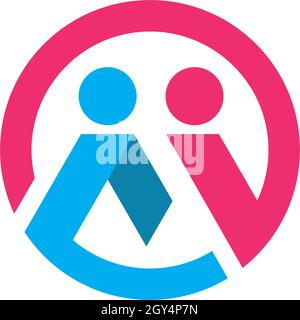 M Anfangsbuchstabe Community Care Logo Vorlage Vektor-Symbol Stock Vektor